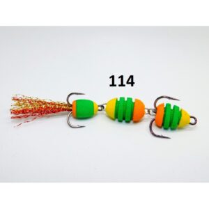 Mandula cu striatii model 114 3 segmenti 3 culori portocaliu/verde/galben Mandula cu striatii model 114 3 segmenti 3 culori portocaliu/verde/galben