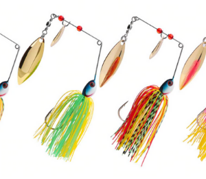 Set naluci Spinnerbait 15.5g pentru stiuca, multicolor, 2 lingurite tip frunza, set 4 bucati Set naluci Spinnerbait 15.5g pentru stiuca, multicolor, 2 lingurite tip frunza, set 4 bucati