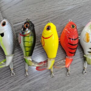 Set voblere coada rotativa 75mm 17g ,vobler pentru pescuit la stiuca si clean, de suprafata, set 6 bucati whopper plopper 75