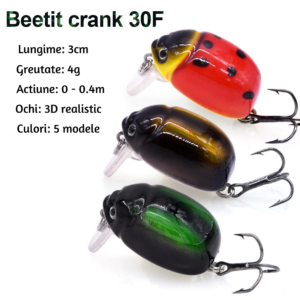 Set 5 voblere Makebass Ladybug, buburuza, insecta, 3cm 4g, pescuit la suprafata, pentru pescuit la clean, biban, pastrav voblere insecta clean